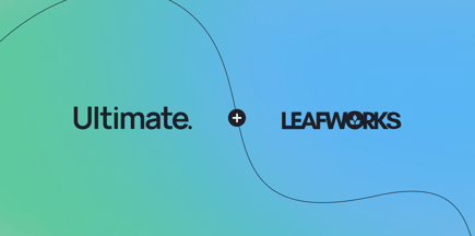 The Leafworks and Ultimate logos, divided by a connecter with a plus icon in the middle.